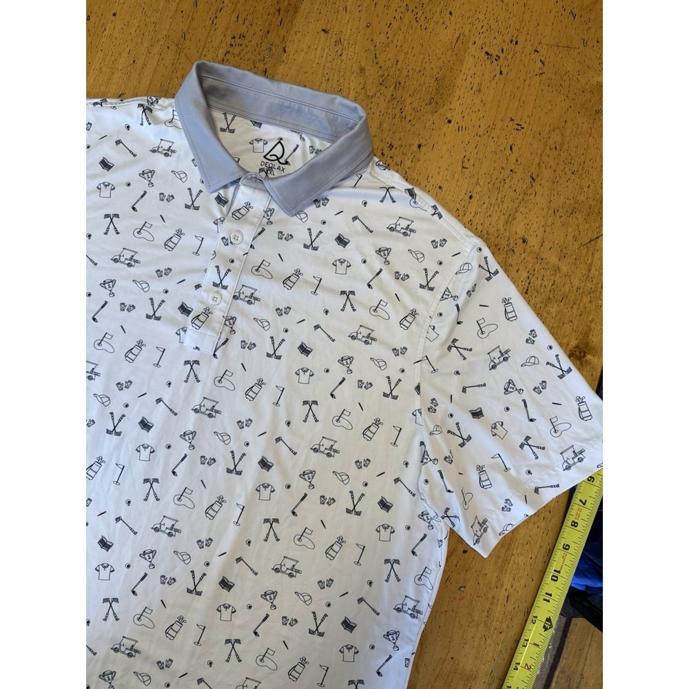 DEOLAX Golf Polo Shirt Mens XXL Performance Stretch All Over Print Athletic Top